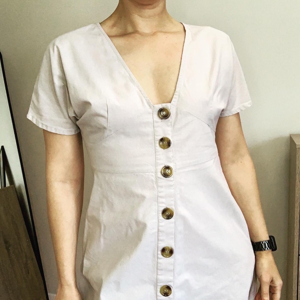 ASOS beige a-line mini dress size 10 - Picture 3 of 5